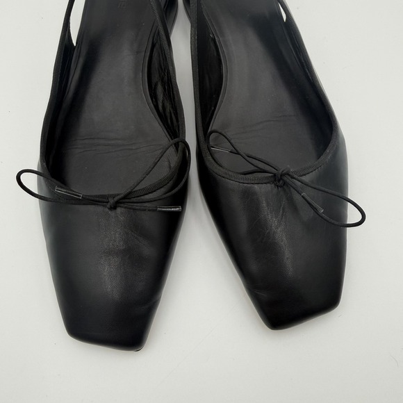 Everlane Ballet Slingback Heels Womens 10 Black Leather Square Toe Block Heel - Picture 4 of 8